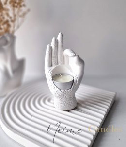 Świecznik tealight - dłoń white